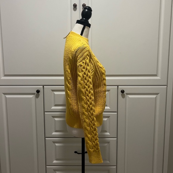 NWT Ann Taylor mixed cable knit sweater canary yellow size M - Picture 9 of 12